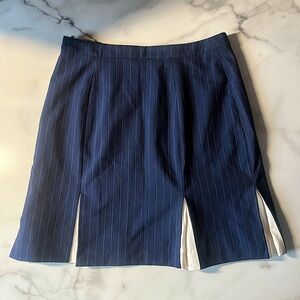 STAUD Pinstriped Twill Pleated Liv Mini Skirt